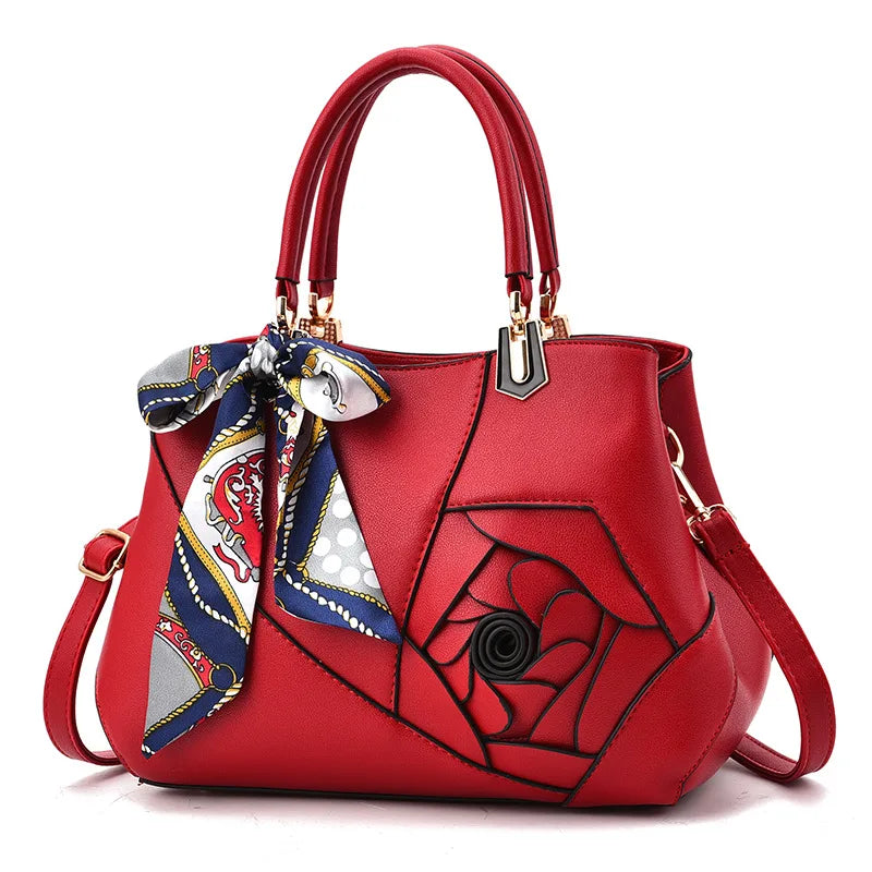 Casual High Crossbody Messenger Bag for Women, Rose Bow Shoulder Handbag