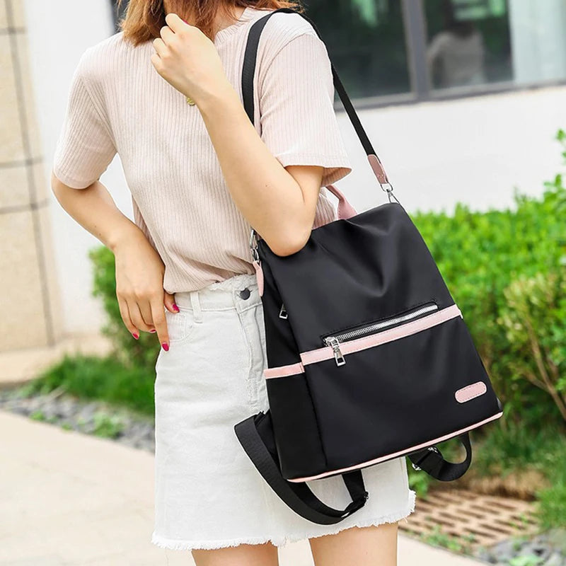 Waterproof Oxford Backpack for Teenage Girls - Pink