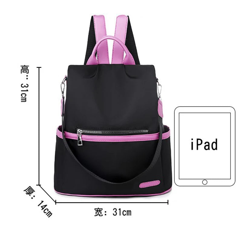 Waterproof Oxford Backpack for Teenage Girls - Pink