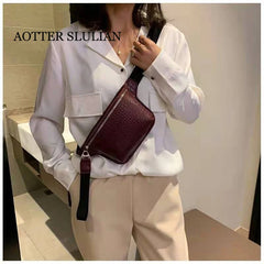 Crocodile Leather Waist Bag Women Chest Bag Casual Waist Pack