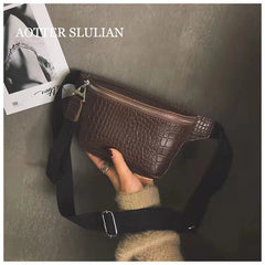 Crocodile Leather Waist Bag Women Chest Bag Casual Waist Pack