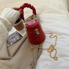 Crocodile Pattern Bucket Bag Retro Totes Ladies PU Leather Shoulder Messenger