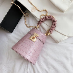Crocodile Pattern Bucket Bag Retro Totes Ladies PU Leather Shoulder Messenger