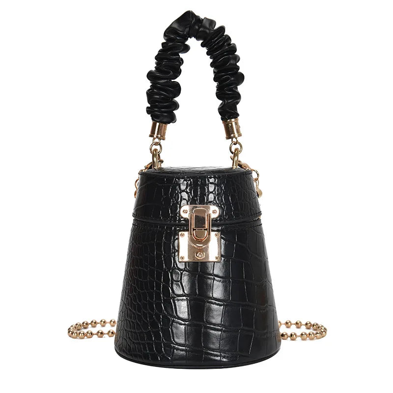 Crocodile Pattern Bucket Bag Retro Totes Ladies PU Leather Shoulder Messenger