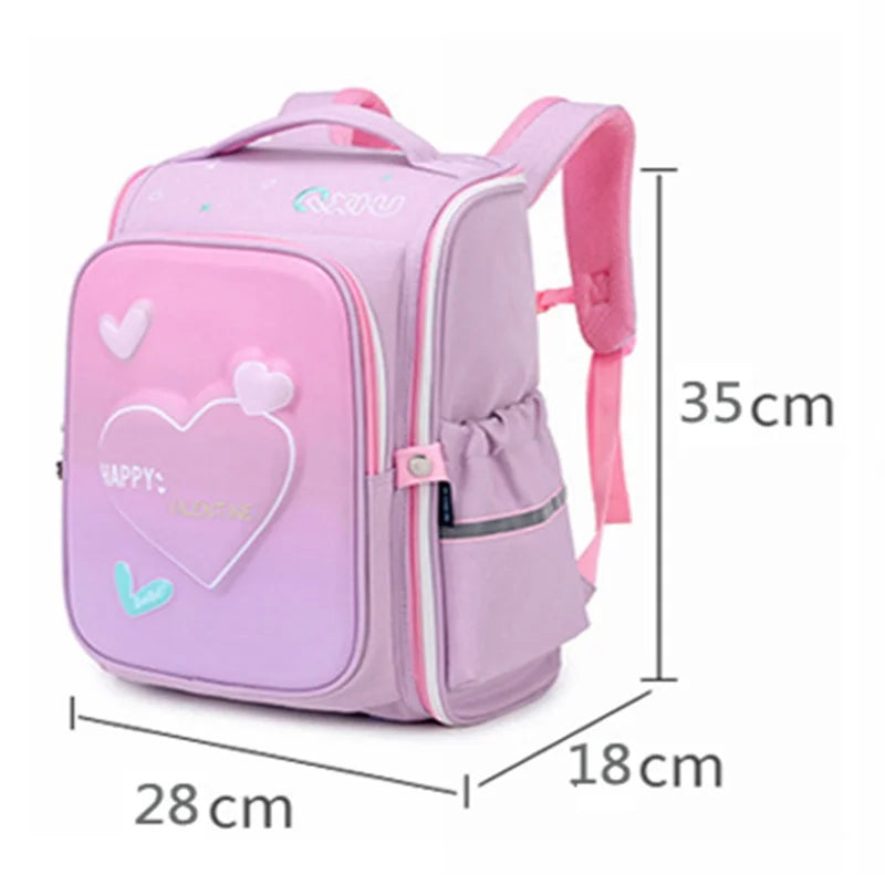 Girls School Bags Pink Princess Backpack Flower Kids Bookbags