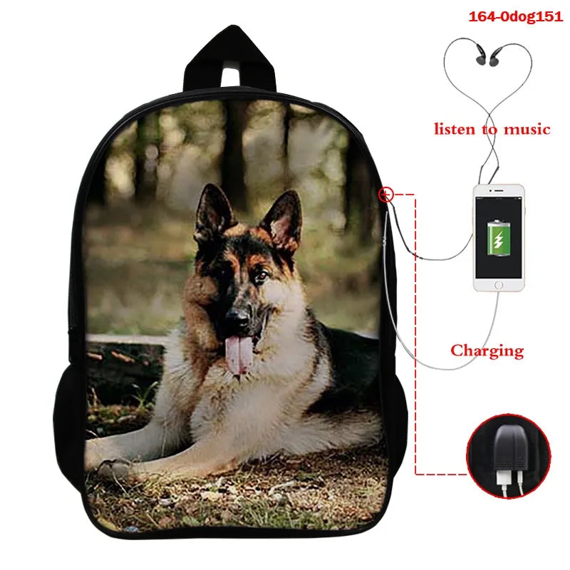 Pug Dog School Backpack for Boys Girls 3D Animal Printed Children's Bag