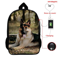 Pug Dog School Backpack for Boys Girls 3D Animal Printed Children's Bag