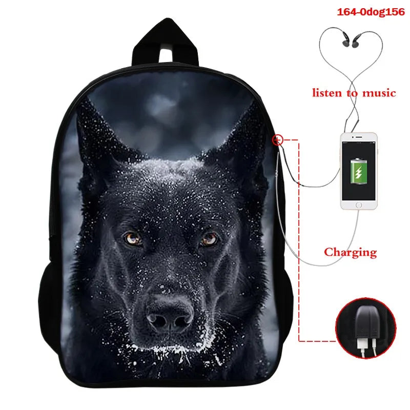 Pug Dog School Backpack for Boys Girls 3D Animal Printed Children's Bag