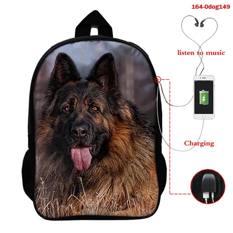 Pug Dog School Backpack for Boys Girls 3D Animal Printed Children's Bag