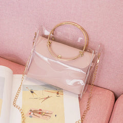 Women Transparent Bucket Bag Clear PVC Jelly Small Shoulder Bag