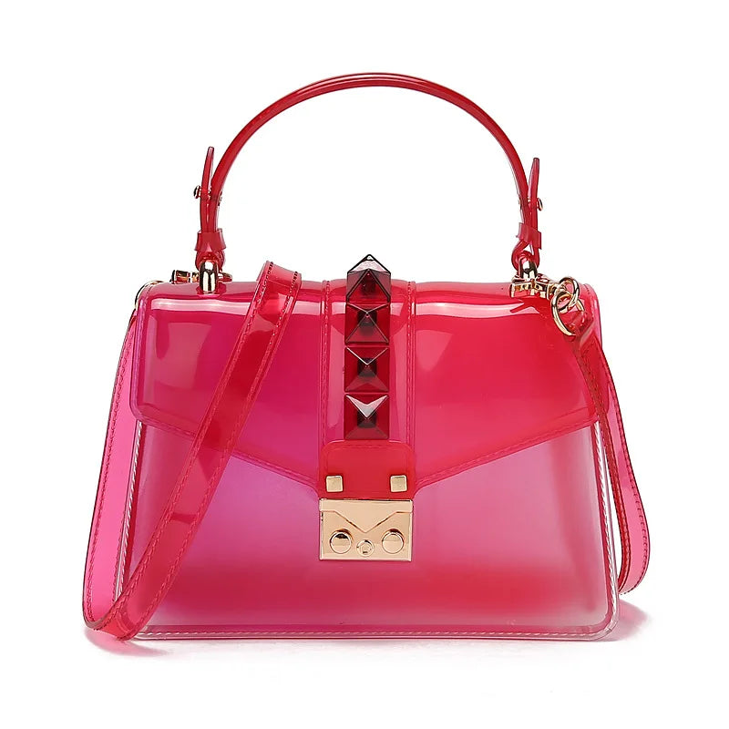 Colorful Rainbow PVC Jelly Bag For Women Mini Messenger Bag