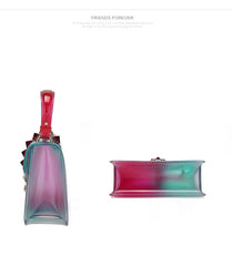 Colorful Rainbow PVC Jelly Bag For Women Mini Messenger Bag