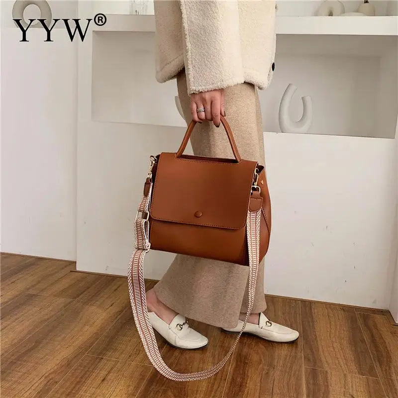 Fall Winter Shoulder Bags PU Leather Top-handle Handbag