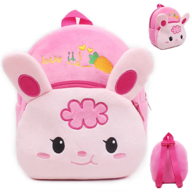 3D Cartoon Print Plush Kids Backpack School Bags