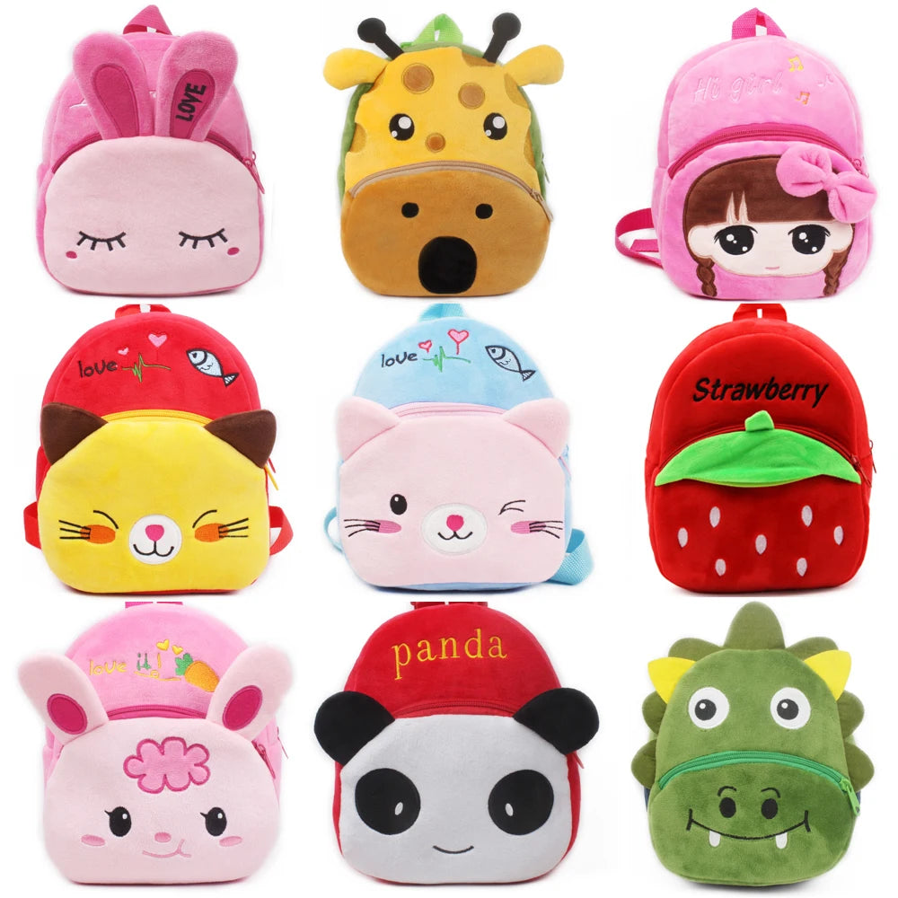 3D Cartoon Print Plush Kids Backpack School Bags