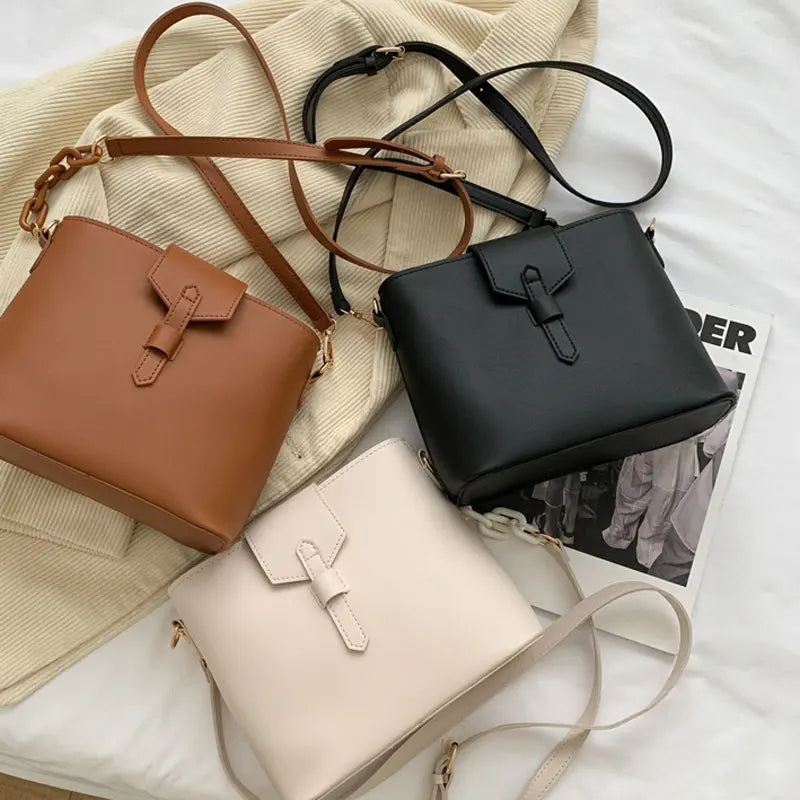 Large Capacity Women's Bucket Bag PU Leather Shoulder Bag Crossbody