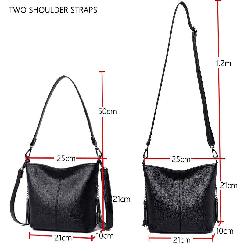 Lychee Pattern Tassel Women Handbag Ladies Shoulder Bag