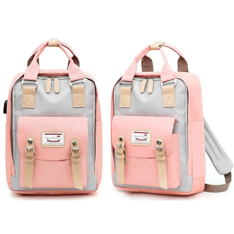 Patchwork Women School Bags Waterproof Oxford Travel Backpacks
