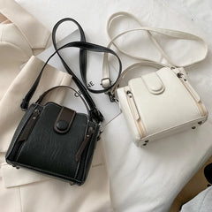 Retro PU Leather Crossbody Satchel Bag Women Small Square Shoulder Messenger Han