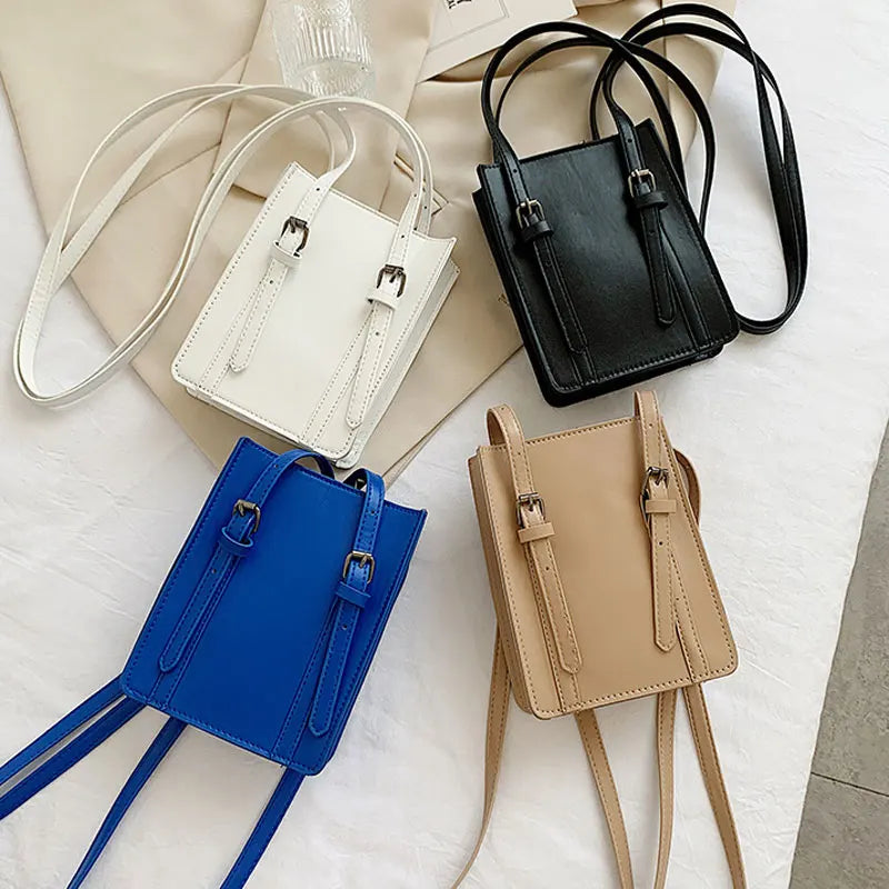 Small Square Shoulder Bag Solid PU Leather Crossbody Ladies Bag