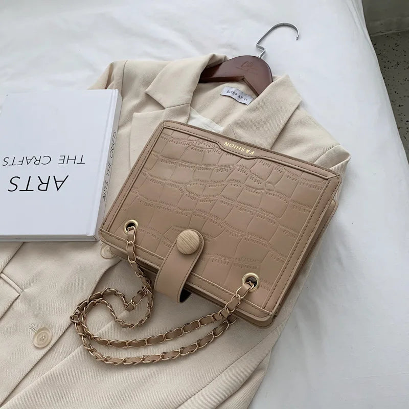 Women Crossbody Bag Crocodile Stone Pattern Shoulder Handbag