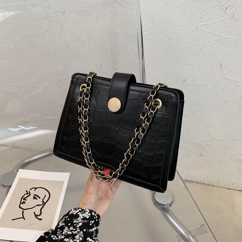 Women Crossbody Bag Crocodile Stone Pattern Shoulder Handbag