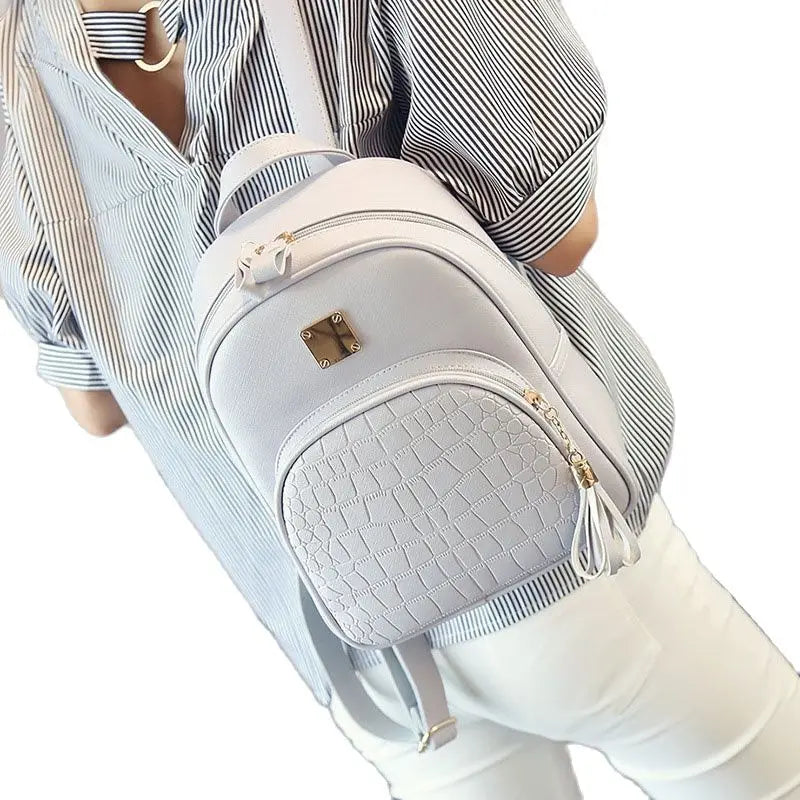 PU Leather Schoolbag for Teenager Girls Female Preppy Style