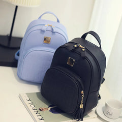 PU Leather Schoolbag for Teenager Girls Female Preppy Style