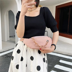 Women Banana Waist Pack Crossbody Pouch Leather Clutches Purse