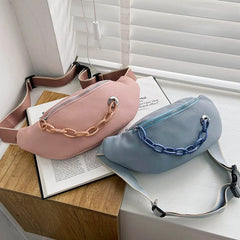 Women Banana Waist Pack Crossbody Pouch Leather Clutches Purse