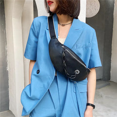 Women Banana Waist Pack Crossbody Pouch Leather Clutches Purse