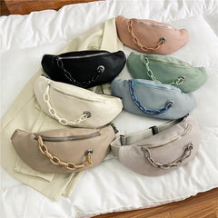 Women Banana Waist Pack Crossbody Pouch Leather Clutches Purse
