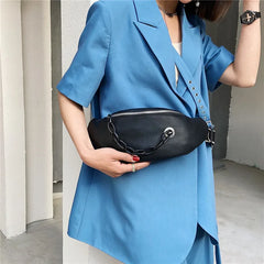 Women Banana Waist Pack Crossbody Pouch Leather Clutches Purse