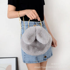 Plush Rabbit Ears Shoulder Bag Winter Messenger Purse Women Soft Tote Crossbody