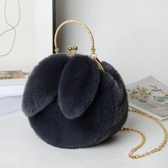 Plush Rabbit Ears Shoulder Bag Winter Messenger Purse Women Soft Tote Crossbody