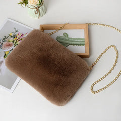 Faux Fur Crossbody Bag Winter Messenger Plush Handbag