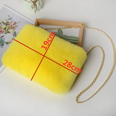Faux Fur Crossbody Bag Winter Messenger Plush Handbag