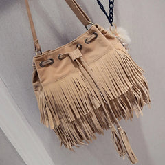 Vintage Fringe Women Messenger Bag Tassel Shoulder Crossbody Big Tote Handbag