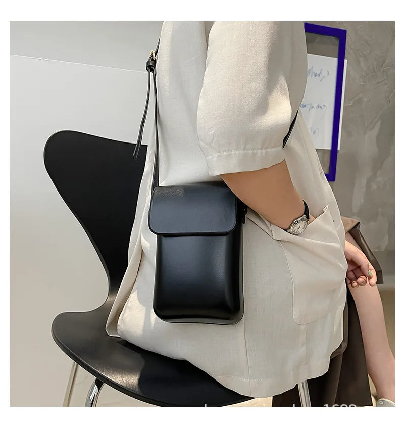 Mini PU Leather Shoulder Purses Handbags Girls Ladies Phone Solid Bag