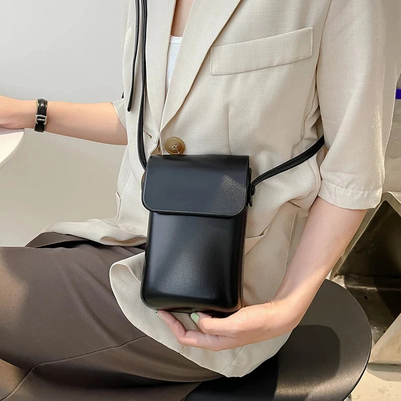 Mini PU Leather Shoulder Purses Handbags Girls Ladies Phone Solid Bag