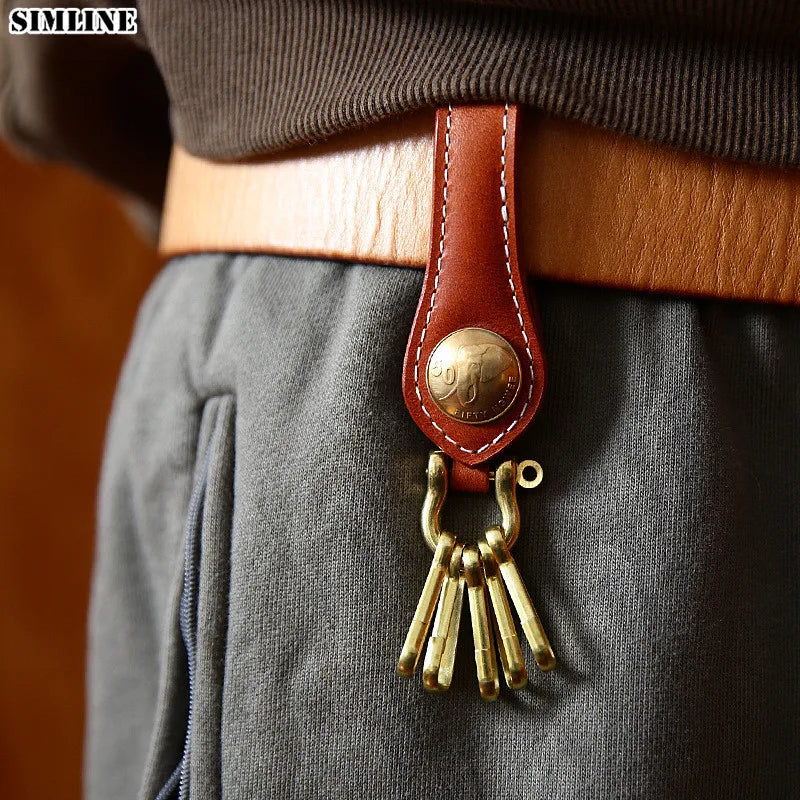 Men's Leather Key Wallet Holder Vintage Waist Keychain Organizer