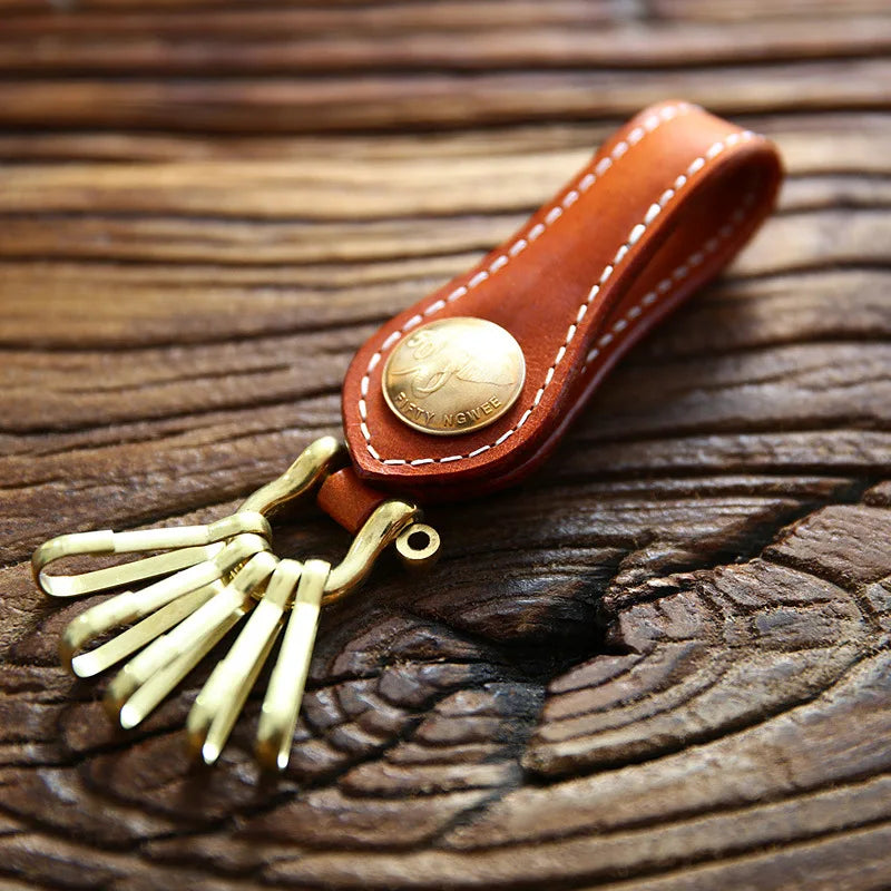 Men's Leather Key Wallet Holder Vintage Waist Keychain Organizer