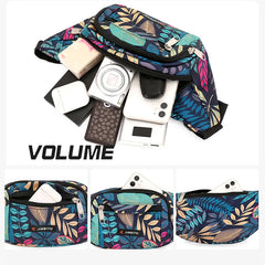Leaf Printed Waist Bags Large Capacity Fanny Pack Men Women Canvas Travel Bag