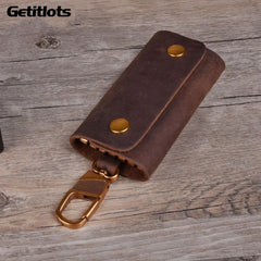 Leather Key Wallet Men Holder Keychain Pouch Purse Housekeeper Small