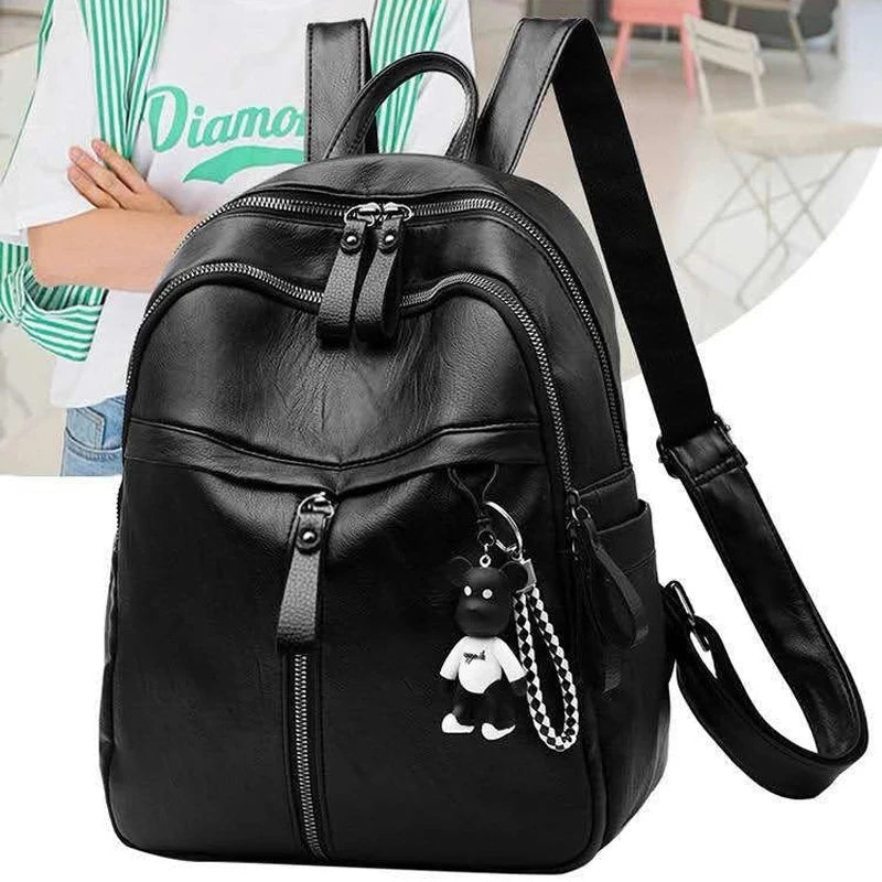 Youth PU Leather Backpack for Teenage Girls School Bag