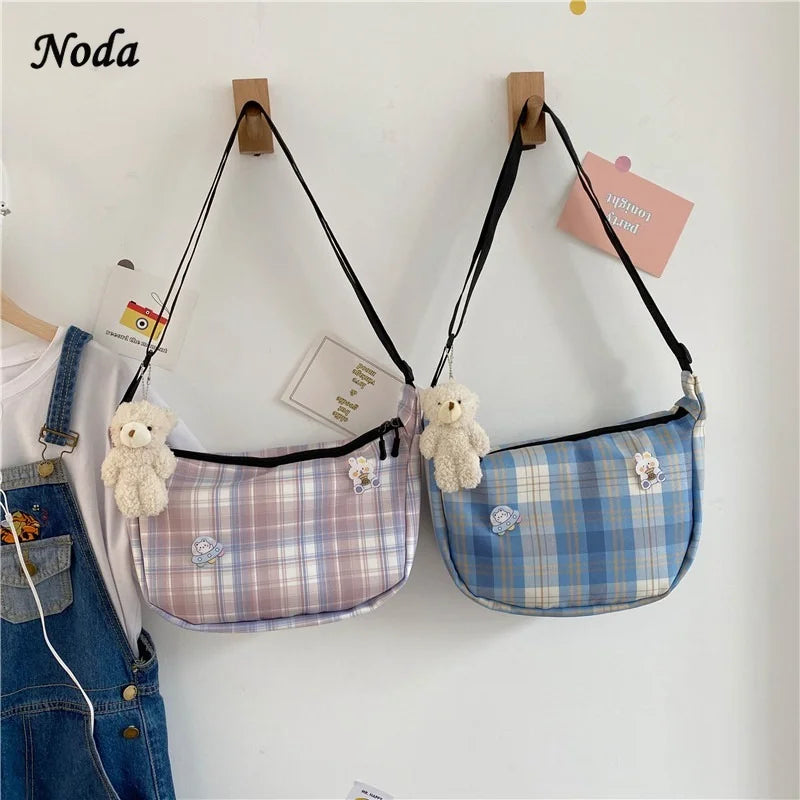 Vintage Retro Bag French Plaid Red Woman Shoulder Bag