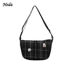 Vintage Retro Bag French Plaid Red Woman Shoulder Bag
