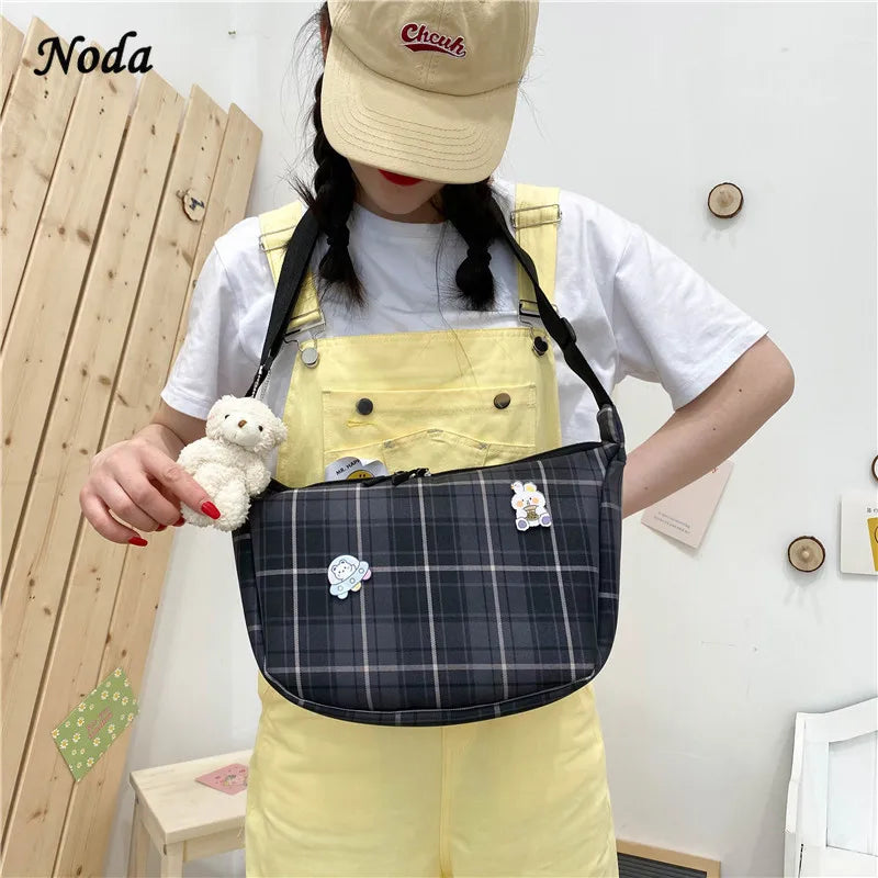 Vintage Retro Bag French Plaid Red Woman Shoulder Bag