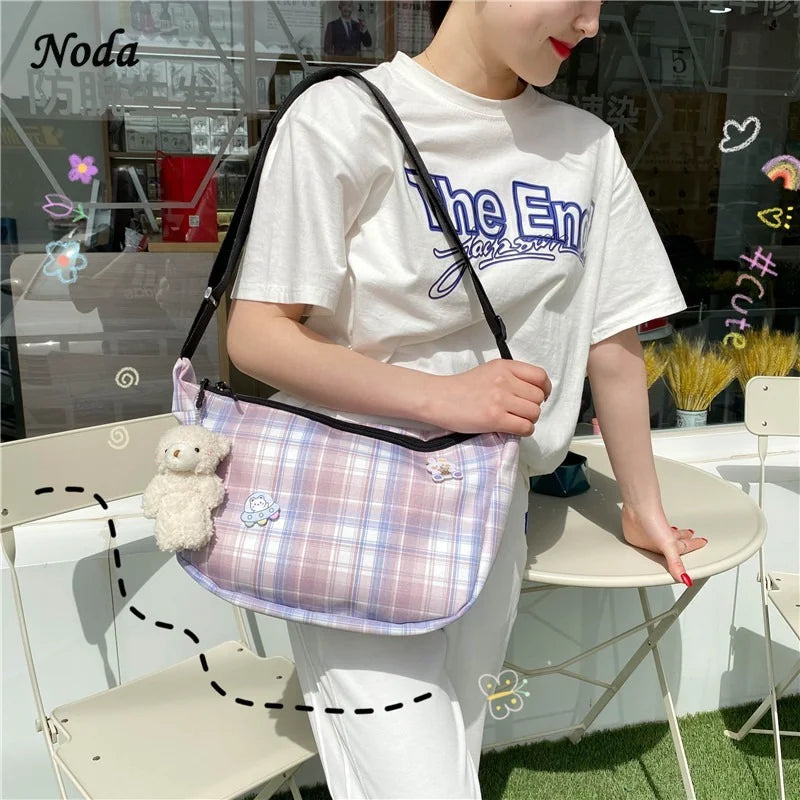 Vintage Retro Bag French Plaid Red Woman Shoulder Bag