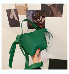 Texture Portable Bucket Ins Knotted Bow Tote Women's Single Shoulder Crossbody C